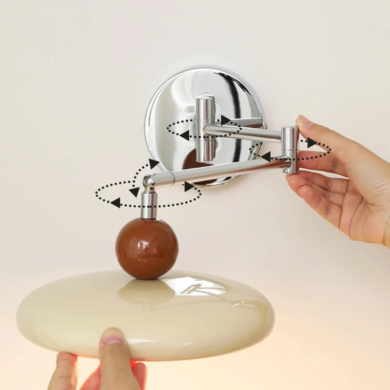 lampe murale led moderne rétractable rotative fer blanc chambre cuisine salle bain