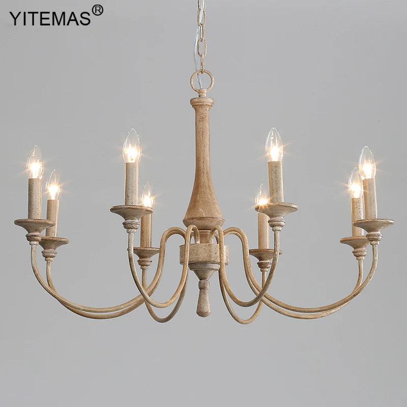 lustre bois vintage noir ampoules e14 cinq bras salon chambre coucher rustique