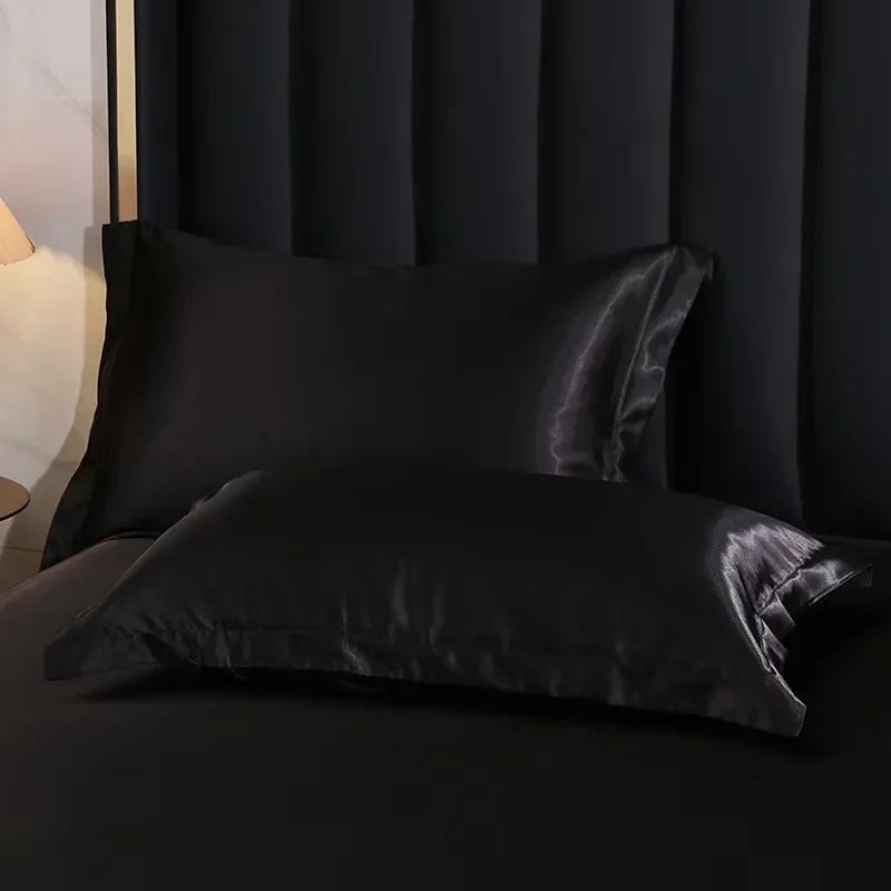 protège oreiller soie uni moderne beige gris rose vert violet bleu opulent brillant 48x74cm