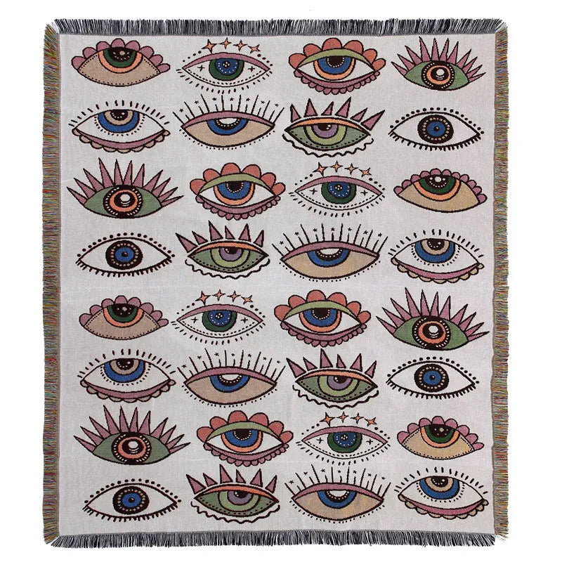 couverture pique nique tigre moderne motif monstera coton gris orange noir vert