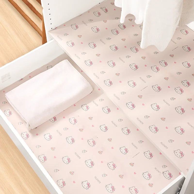 Papier protection meuble adhésif motif chats coeurs HELLO KITTY rose clair 300x30cm