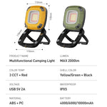 lampe multifonctionnelle rechargeable camping pêche randonnée éclairage urgence ipx5 led cob
