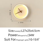 applique murale moderne horloge LED contemporain éclairage quotidien noir doré fixée mur