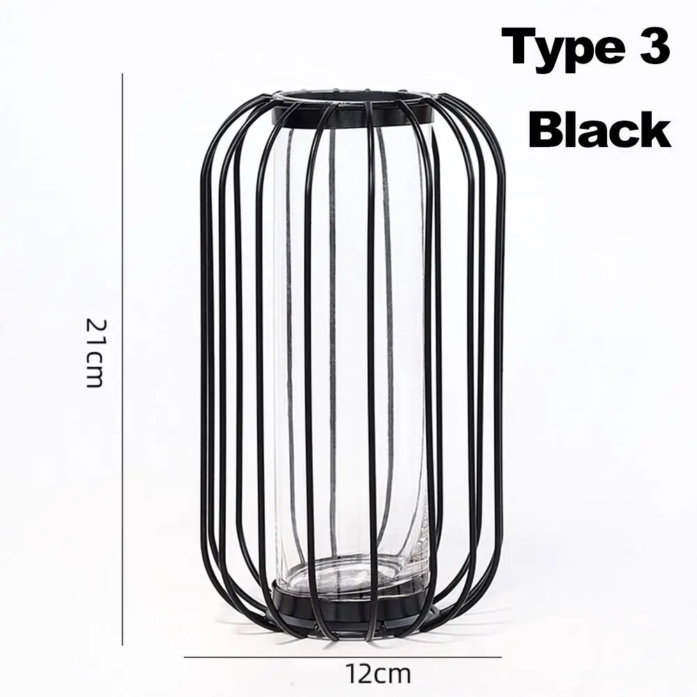 vase moderne métal noir doré verre transparent décoration contemporaine minimaliste