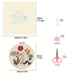 kit broderie fleurs sauvages tissu imprimé bohème aiguilles fils ciseaux instructions artisanal floral rustique