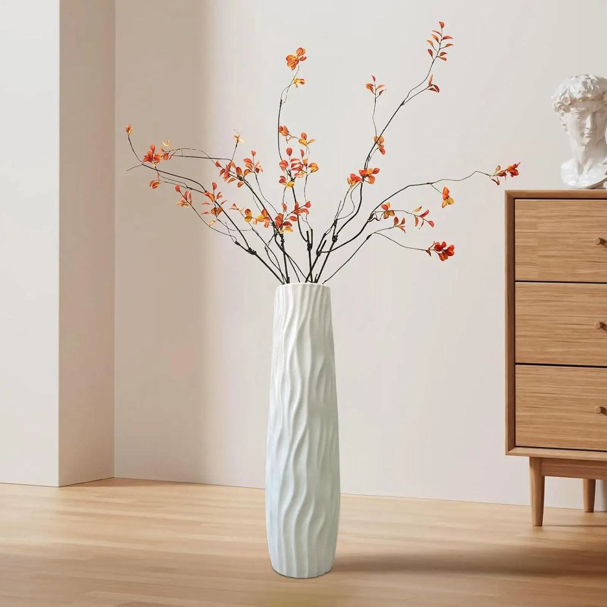 vases texturés blanc noir moderne minimaliste décoration intérieure fleurs artificielles branches décoratives contemporain