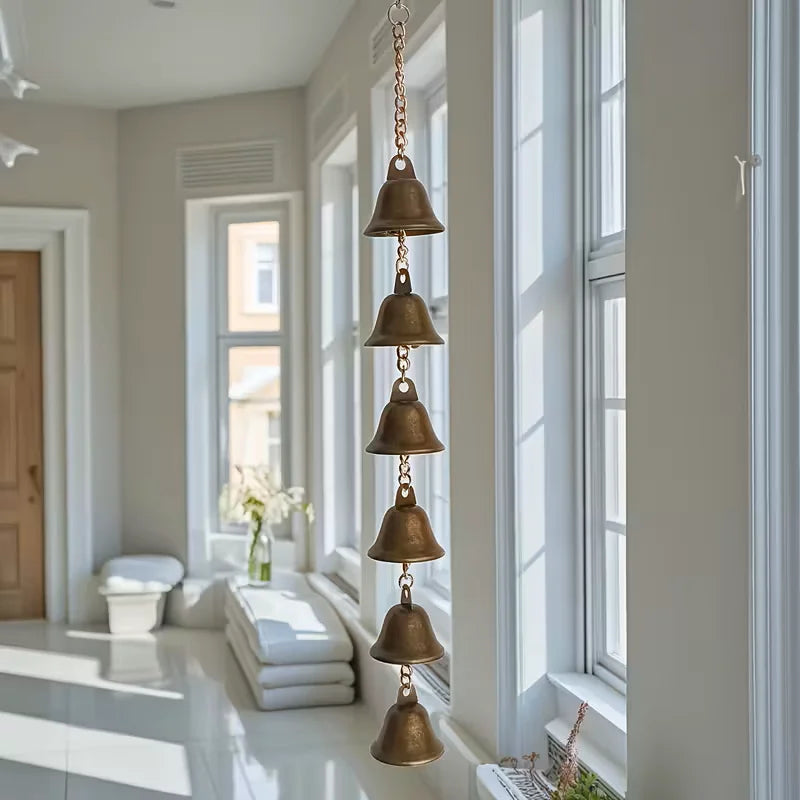 guirlande cloches métal bronze vert zen bohème chaîne décorative suspendue intérieur extérieur
