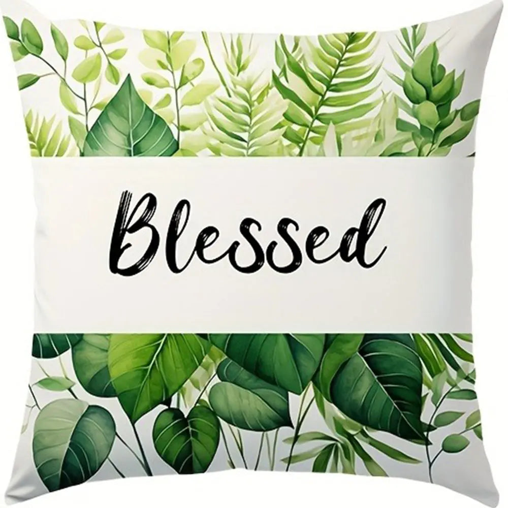housse coussin polyester motif feuilles vertes moderne lit salon voiture decoration chambre