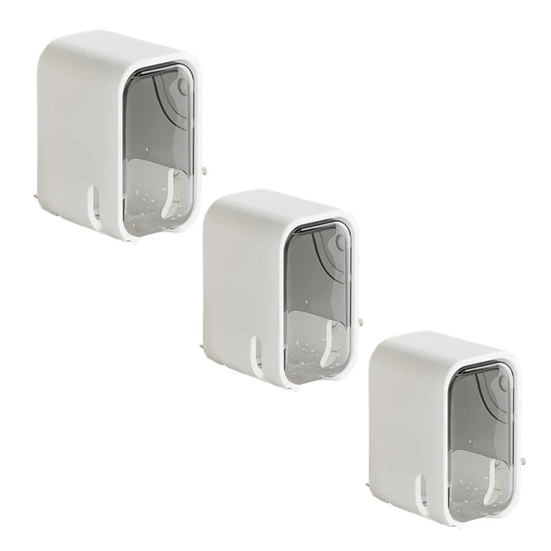 porte brosses dents blanc moderne adhésif sans perforetion anti poussière pièces transparent salon bain