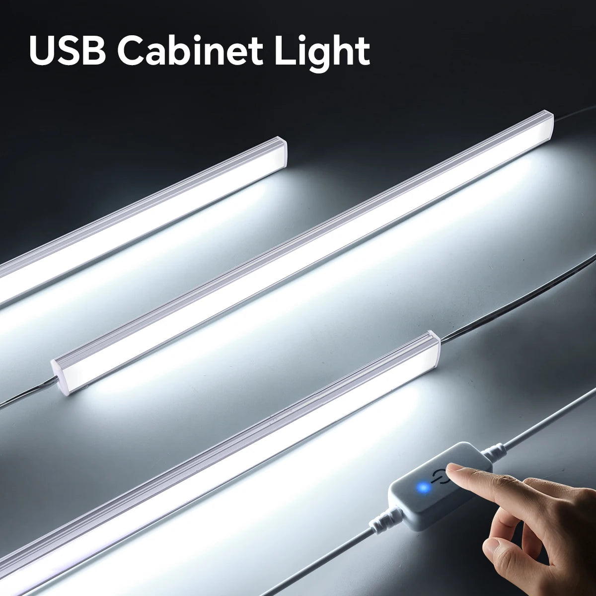 lampe placard led 30cm blanc moderne adhésif interrupteur tactile câble usb
