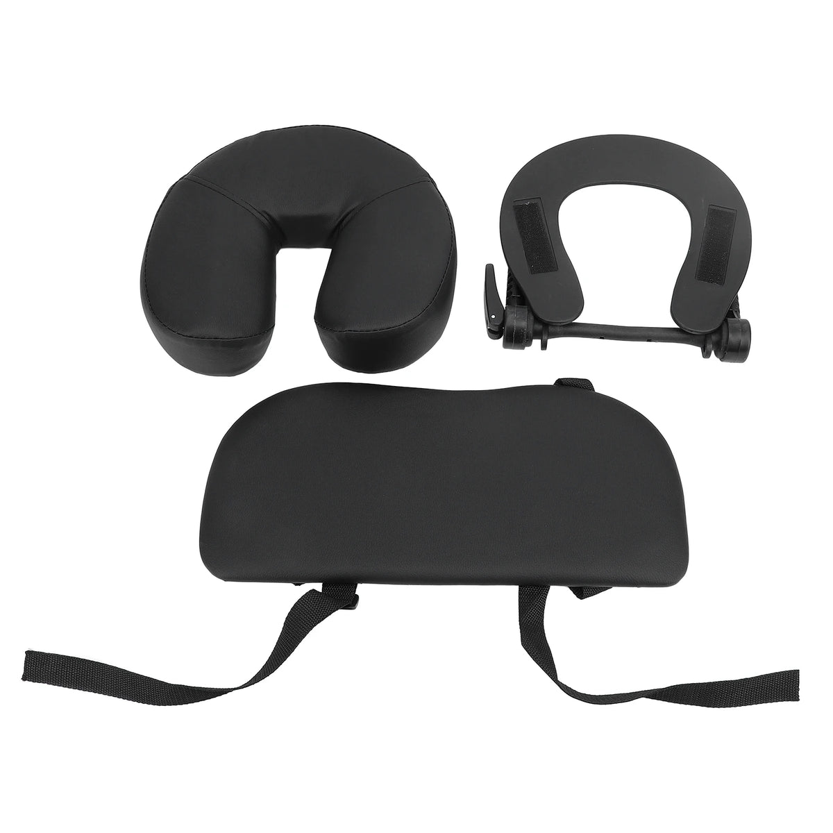 masseur facial coussin simili cuir noir ceintures ajustables massage tête relaxation esthétique salon beauté