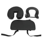 masseur facial coussin simili cuir noir ceintures ajustables massage tête relaxation esthétique salon beauté