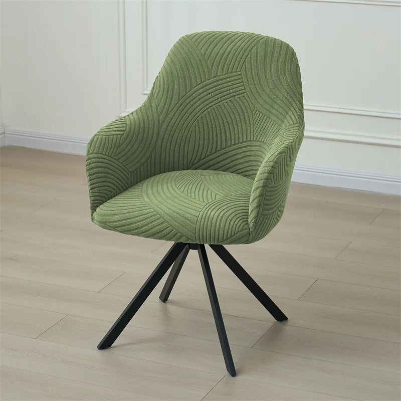 couverture chaise moderne vert olive rayures horizontales élasthanne polyester salle manger fauteuil