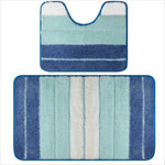 tapis bain ensemble deux pièces gris blanc noir rayé texture duveteuse moderne antidérapant respectueux