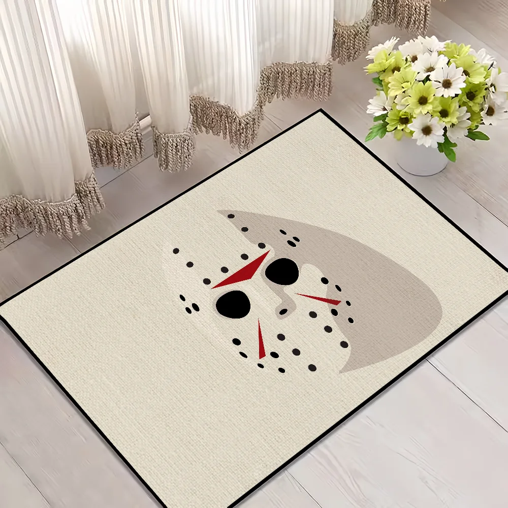 tapis noir blanc rouge jason friday 13ème horreur persan polyester antidérapant salon chambre