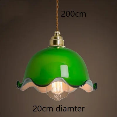 lampe suspendue vintage vert ombre matériau pierre verre 25cm ajustable 200cm autonomie e27