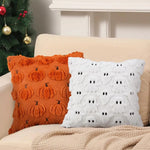 coussin halloween blanc orange citrouilles fantômes doux épais décoration festive