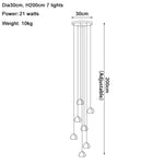 suspension lumineuse led transparente forme organique moderne 249 2000 lumens