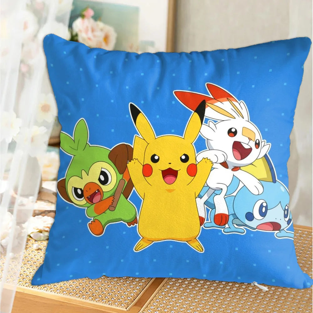 taies d'oreiller imprimées pikachu pokémon décoratives pop art cartoon lit voiture 45x45 cm