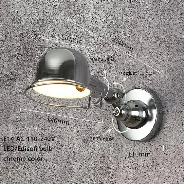 lampe murale articulée industrielle moderne vert gris blanc rouge noir opacité LED Edison