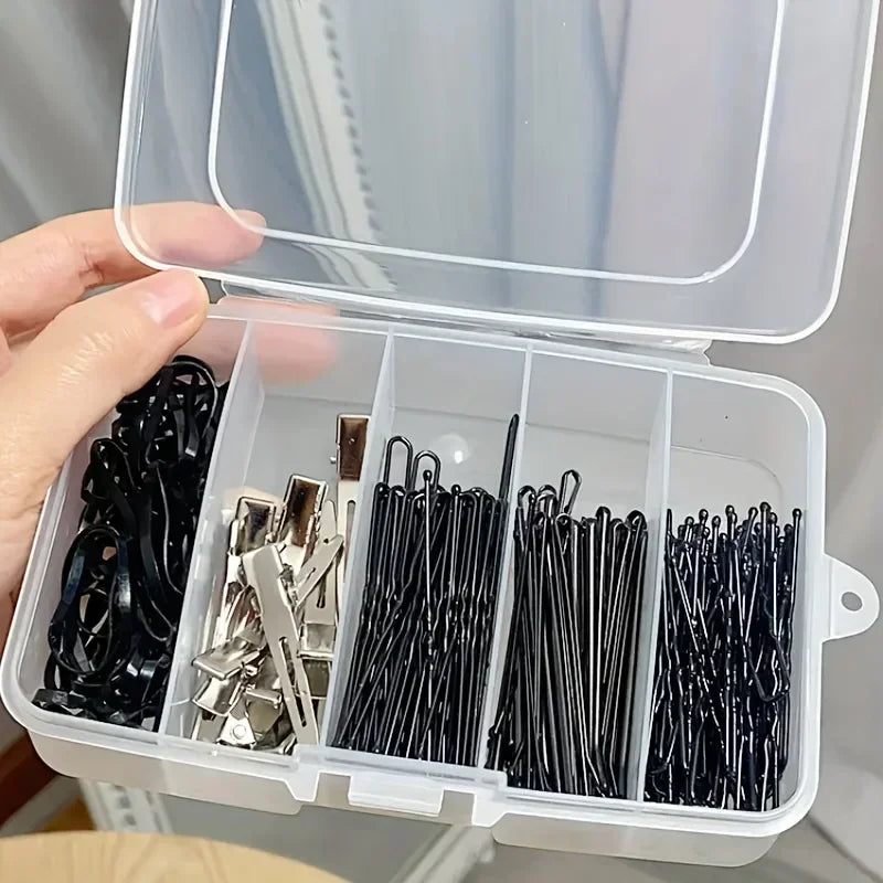boîtes rangement transparentes réutilisables poignées clips cheveux noirs modernes bijoux articles divers compartiments plastique