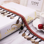 ruban décoratif dentelle rayures disque couleur rouge orange jaune bleu ethnique boho chic coton