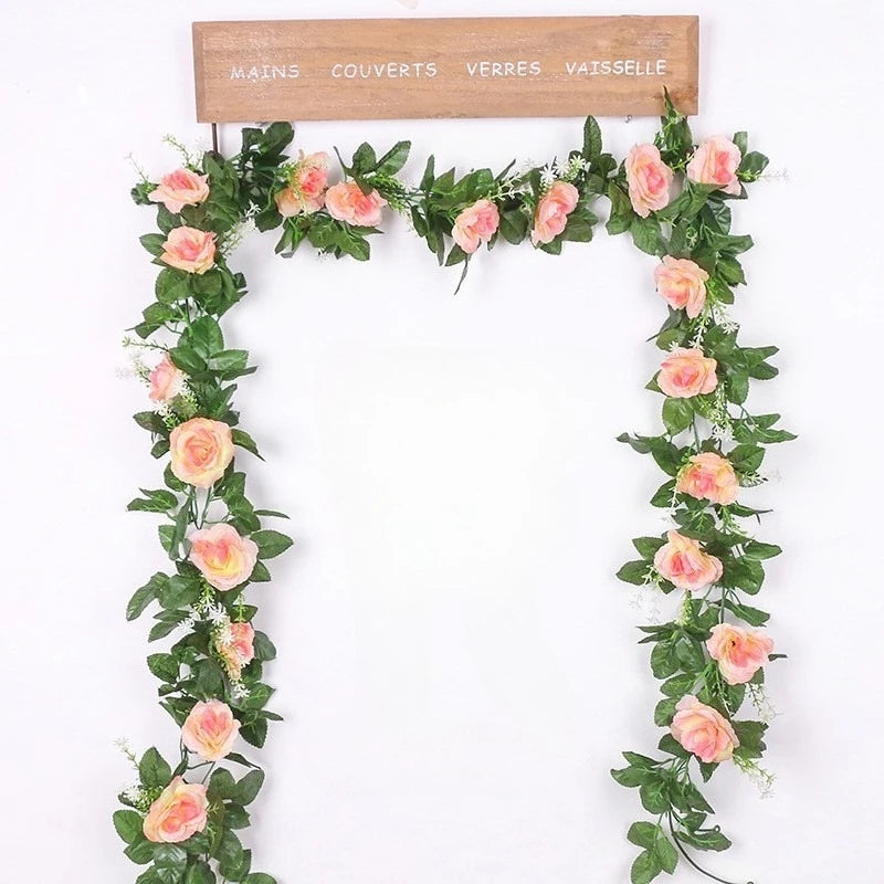 guirlande florale artificielle rose blanc mariage anniversaire baby shower décoration romantiqueintérieur