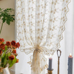 rideaux floral brodé blanc crème vintage bohème translucides chambre coucher