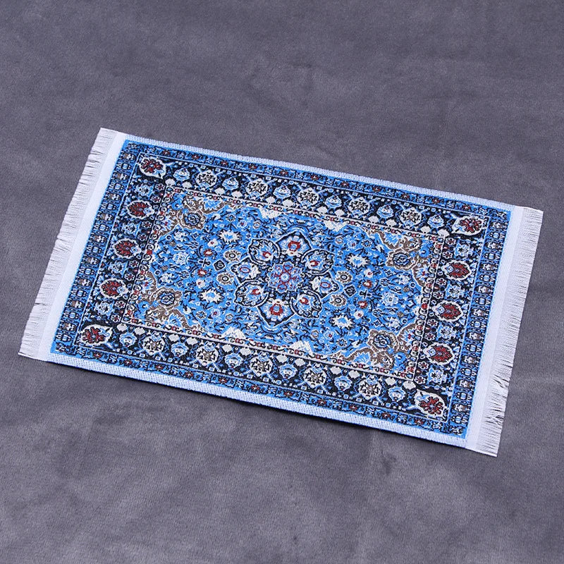 tapis ornements floraux motifs géométriques rouge beige bleu rose vert classique traditionnel miniature
