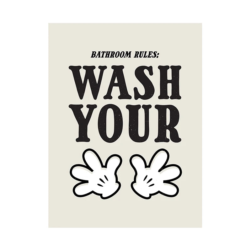Affiche Mickey Mouse minimaliste citation salle bains toile sans cadre moderneDecorationBain