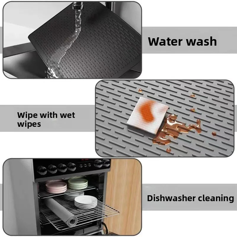 tapis protection silicone anti dérapant moderne gris texture points adhésif plaque cuisson