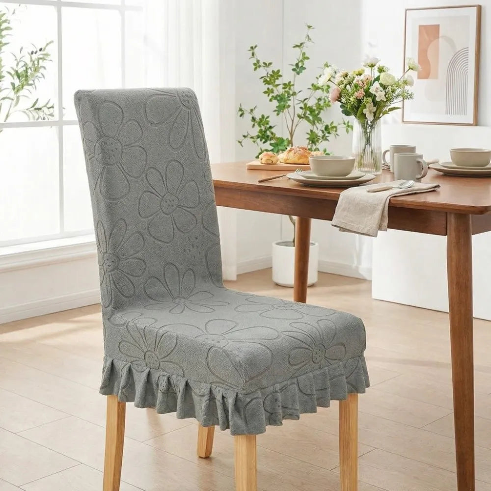housses chaise fleur imprimée gris bleu clair vert pastel moderne polyester douce