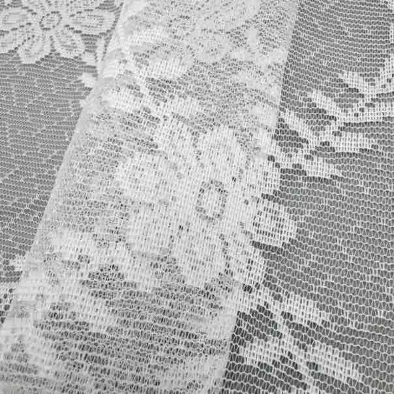 rideau blanc dentelle motifs floraux classique translucide cuisine salon decoration maison 140x60cm polyester Jacquard