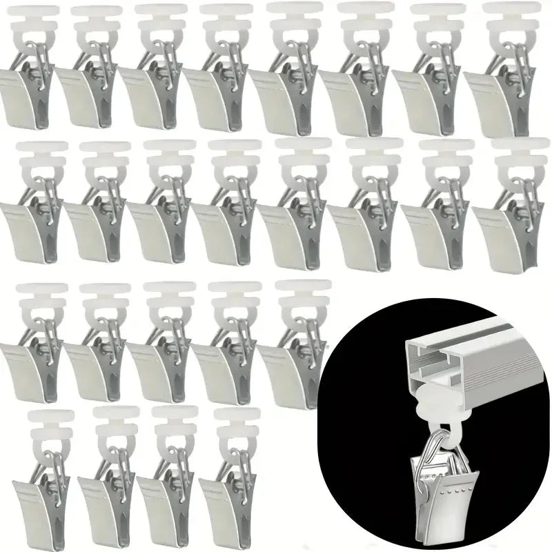 pinces rideau métal clips nylon moderne fixations accessoires rideaux douche porte 30pièces argentées lisses