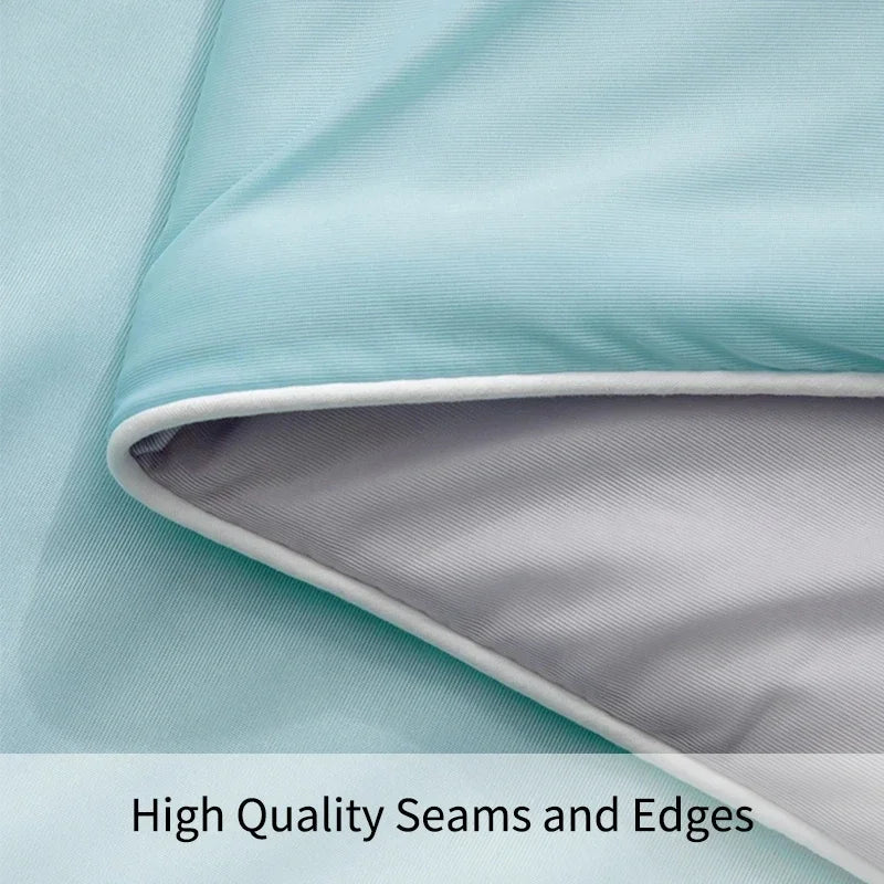 couverture bleu clair gris microfibre satinée été moderne confortable twill size queen king