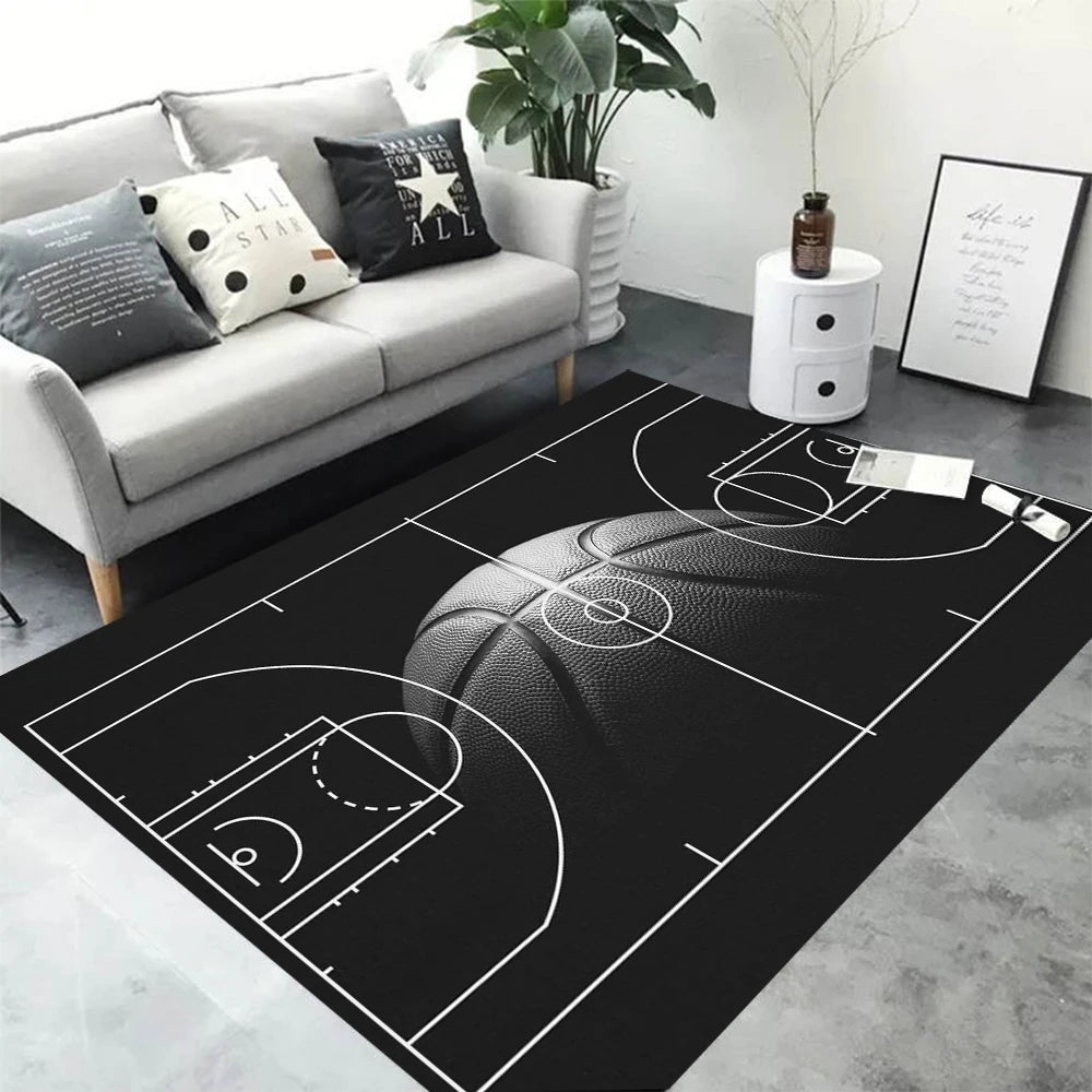 tapis sol décoratif motif terrain basket football sport moderne chambre salon maison