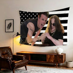 drapeau noir blanc rayures étoiles graphique eyelets opaques accrochable publicité cadeau anniversaire noël