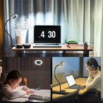 lampe clip flexible 360° noir réglable 10 niveaux luminosité USB