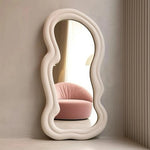 miroir mural moderne rose blanc forme organique ondulée fixe mur transparent decoration ludique