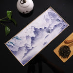 serviettes thé vert bleu beige peinture chinoise motifs floraux art traditionnel zipper cuisine
