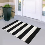 tapis sol moderne rayures horizontales noir blanc rose orange résistant antidérapant extérieur machine