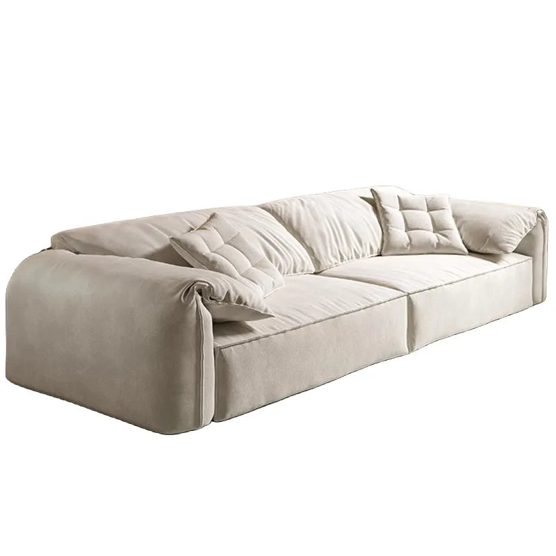 canapé moderne bois scandinave beige coussins dimension 280cm 100cm 75cm