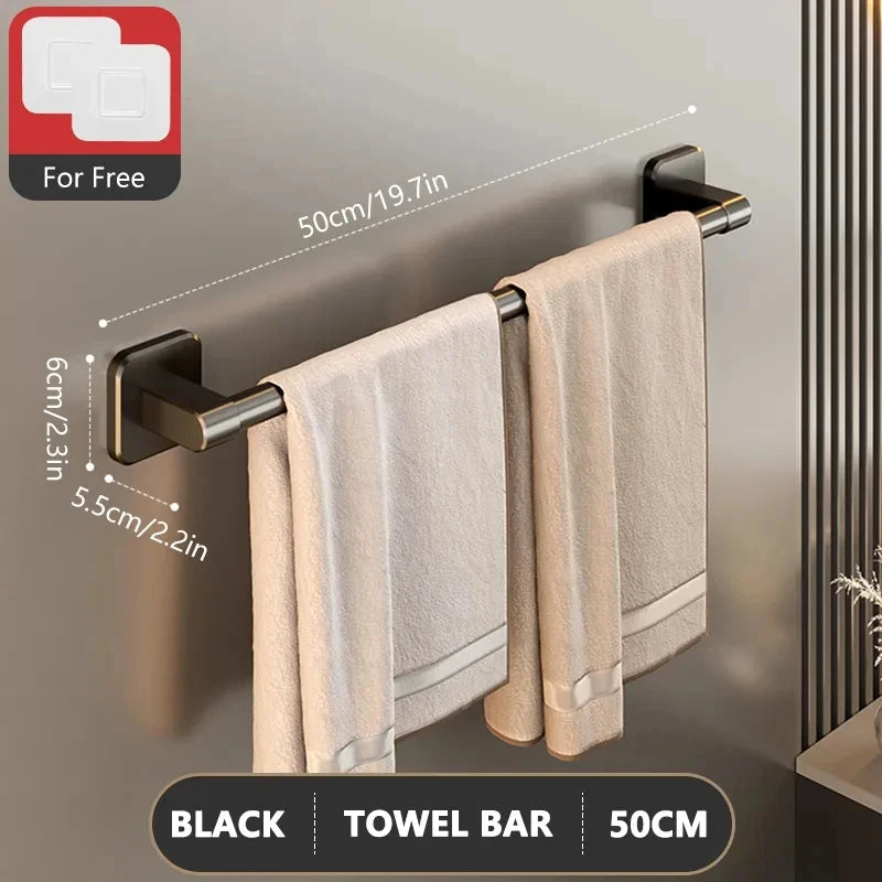 porte serviettes mural adhésif gris moderne salle bain support rangement horizontal serviettes bouteilles d'eau