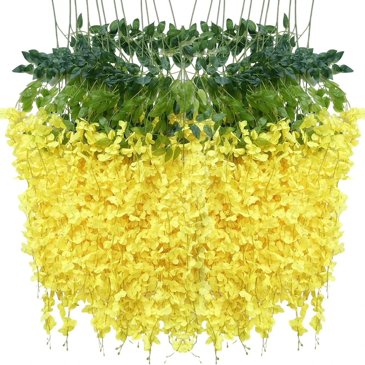 guirlande fleurs artificielles soie mariage anniversaire baby shower décoration extérieure orchidée moderne vert jaune