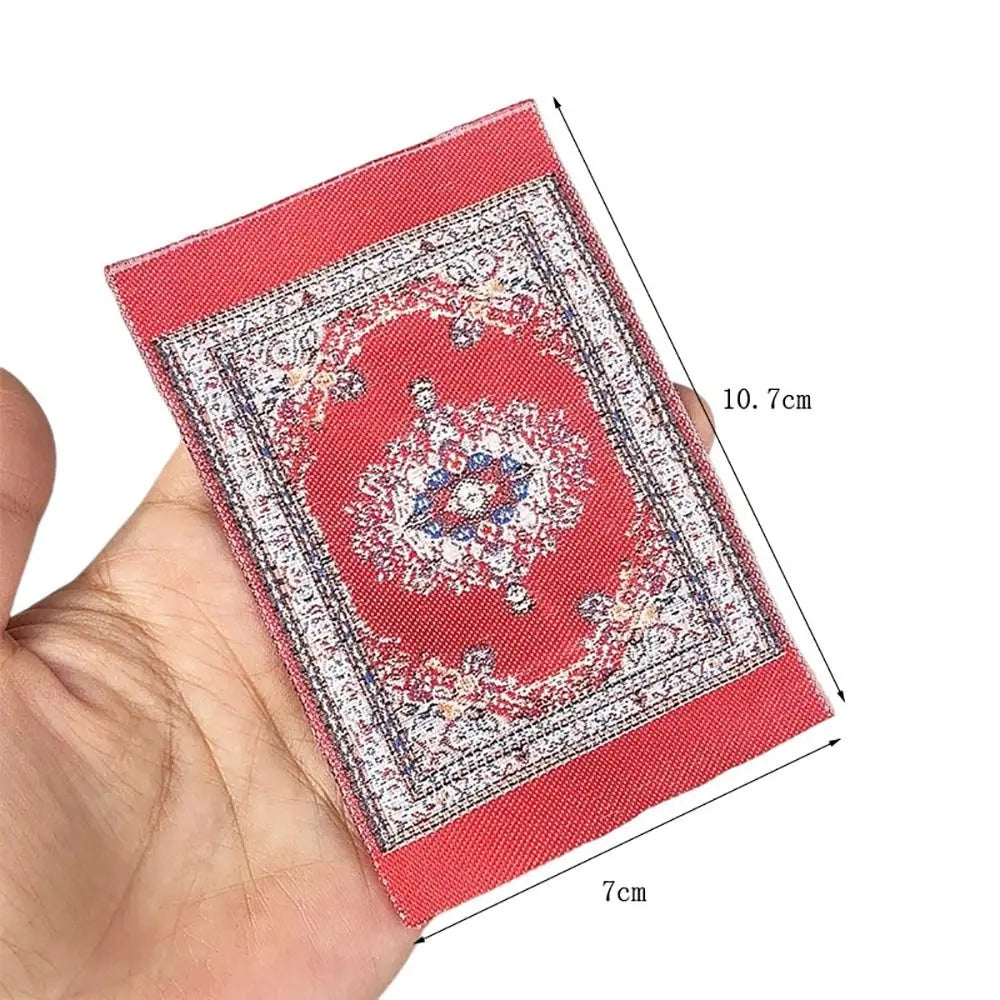 tapis miniature floral tissé classique couleurs vives franges accessoire poupée ornements géométriques 10.7cm 7cm