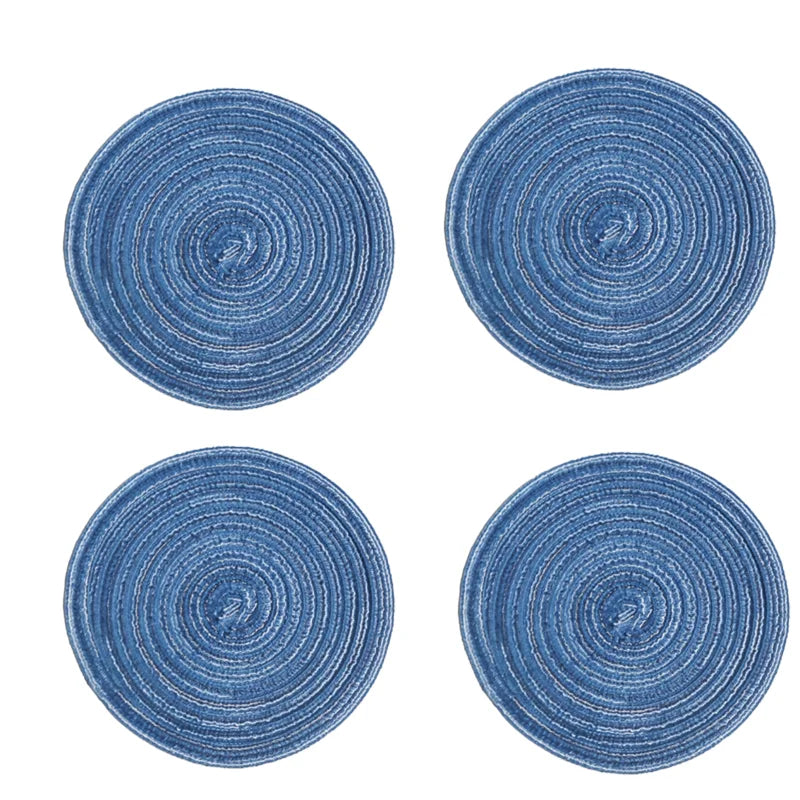 tapis table tissé spirale résistants chaleur antidérapants moderne durable bleu marine beige clair