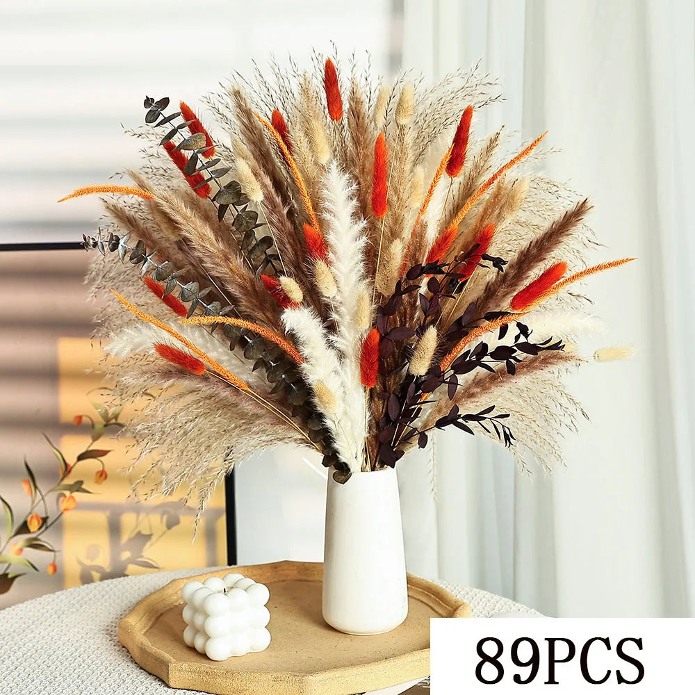 bouquet fleurs séchées naturel rouge blanc orange décoration intérieure automne table vaseHomeAssemblons informations prioritaires