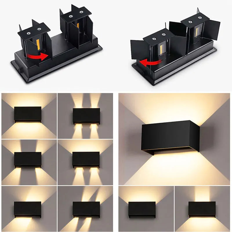applique murale led moderne 24w noir réglable ip65 10cm 20cm 10cm
