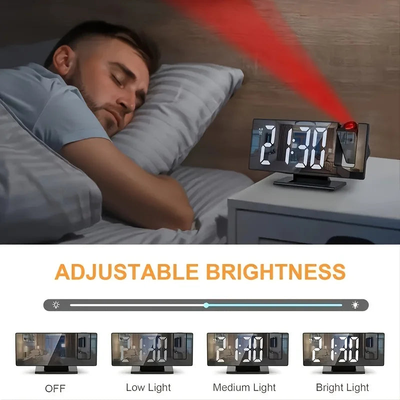 projecteur horloge miroir numérique led noir rouge blanc moderne tactileUSB