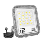 projecteur led moderne blanc ip66 230mm 275mm câble prise acextérieur